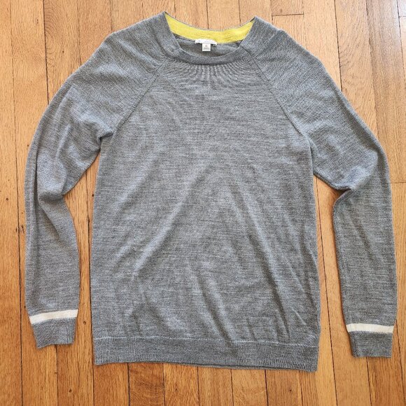 X-Small XS Grey GAP Sweater Wool White Sleeve Stripe - Picture 1 of 8